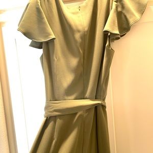 NWT Antonio Melani khaki Jumpsuit Size 14  Cap Sleeves Tie Waist Gorgeous!